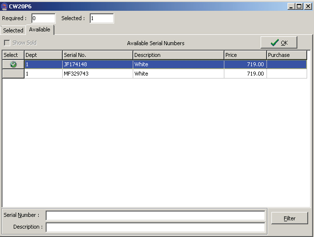 Serial Number Tracking