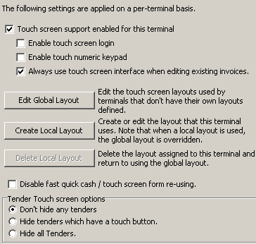 POS Touchscreen Setup